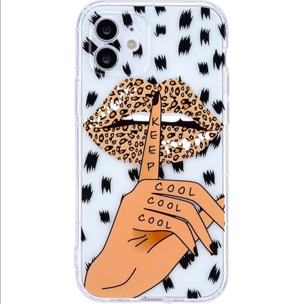 NEW! Clear leopard lip phone case (iPhone 12 pro)